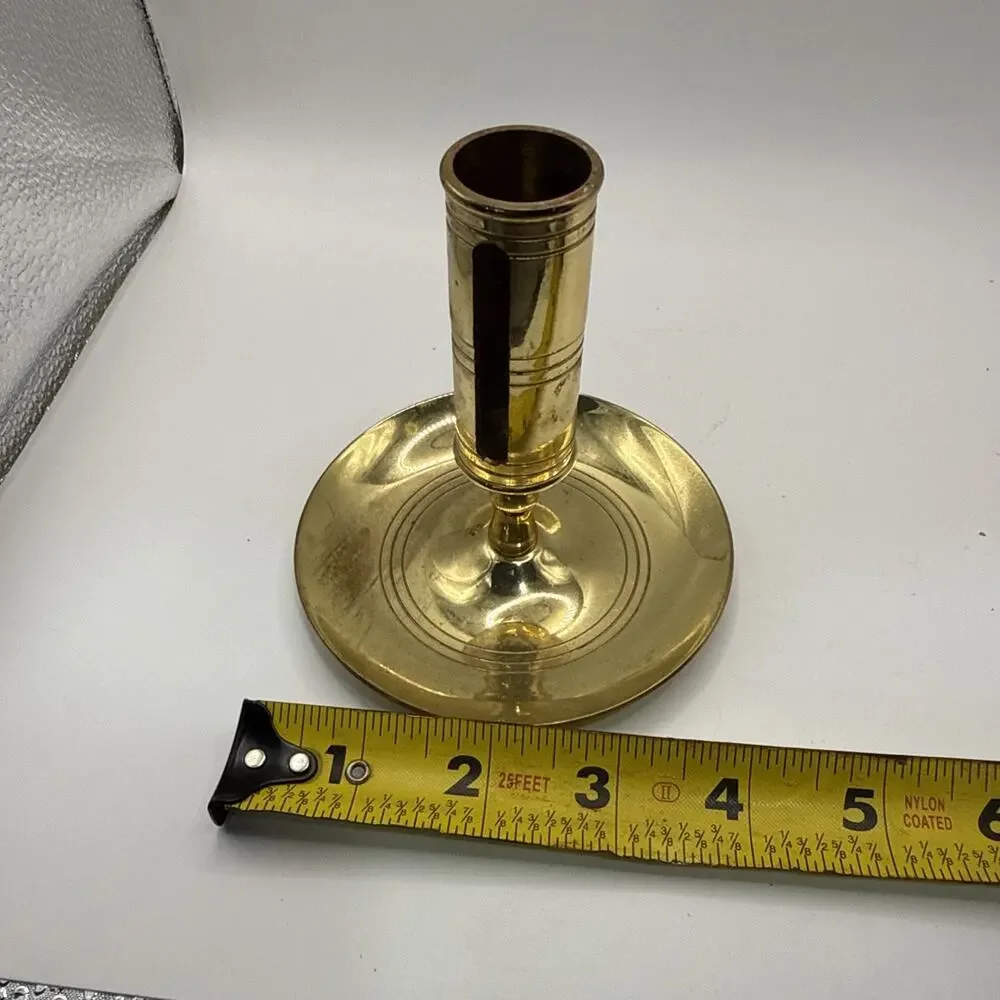 Vintage Baldwin Solid Brass Chamberstick Finger Candlestick Holder *